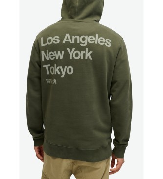 Superdry Loose hooded sweatshirt with Core City logo green