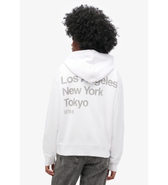 Superdry Loose hooded sweatshirt with City logo white