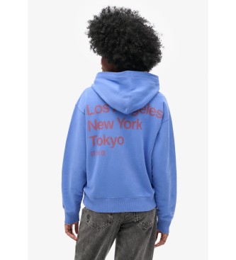 Superdry Lockeres Kapuzensweatshirt mit City-Logo blau