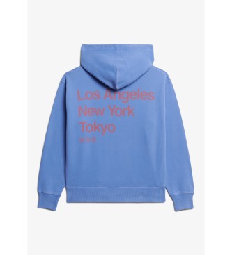 Superdry Lockeres Kapuzensweatshirt mit City-Logo blau