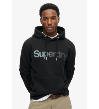 Superdry Luźna bluza z kapturem z wyblakłym efektem i logo Core w kolorze czarnym