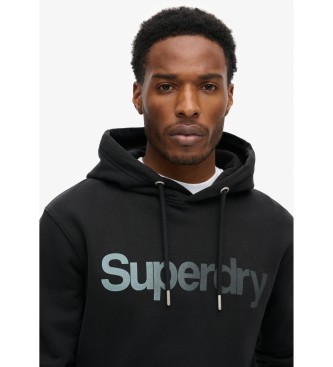 Superdry Lockeres Kapuzensweatshirt mit verblichenem Effekt und Logo Core schwarz