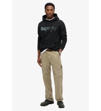 Superdry Lockeres Kapuzensweatshirt mit verblichenem Effekt und Logo Core schwarz