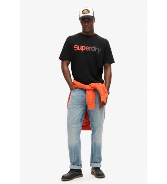 Superdry Baggy-T-Shirt mit verblasstem Logo von Core schwarz