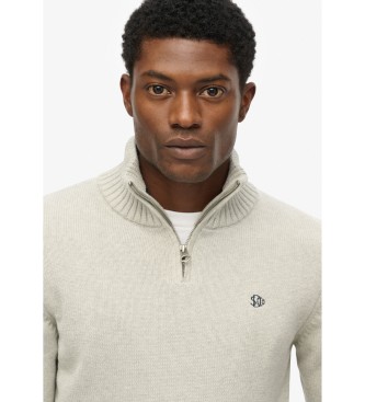 Superdry Jersey de cuello mao con cremallera gris