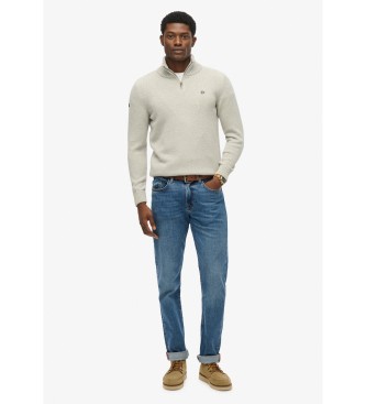 Superdry Jersey de cuello mao con cremallera gris