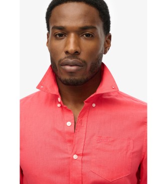 Superdry Camisa de lino y algodón rosa