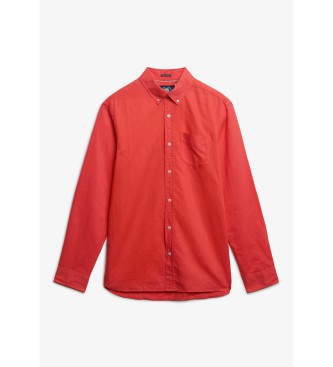 Superdry Camisa de lino y algodón rosa
