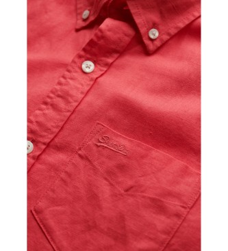 Superdry Camisa de lino y algodón rosa