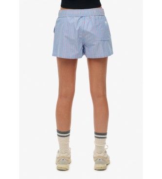 Superdry Kratke hlače Črtasta elastična modra