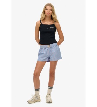 Superdry Kratke hlače Črtasta elastična modra