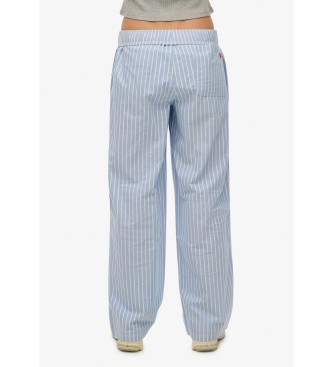 Superdry Katoenen Streep Elastische Broek Blauw