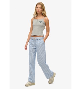 Superdry Katoenen Streep Elastische Broek Blauw