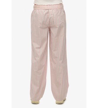 Superdry Katoenen Streep Elastische Broek roze