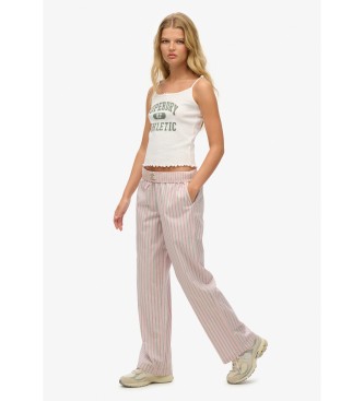 Superdry Katoenen Streep Elastische Broek roze