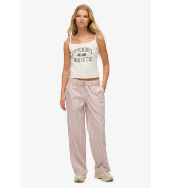 Superdry Katoenen Streep Elastische Broek roze