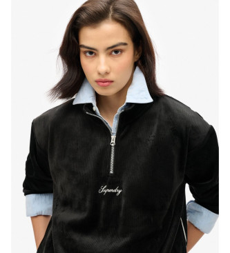 Superdry Country Club Velur jopa s polzapenjanjem črna