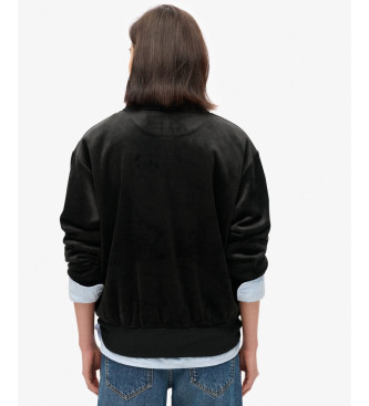 Superdry Country Club Velur jopa s polzapenjanjem črna