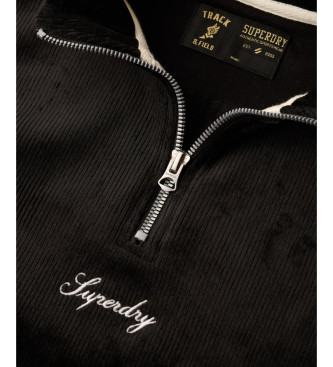 Superdry Country Club Velur jopa s polzapenjanjem črna