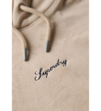 Superdry Country Club beige loose-fitting velour hoodie