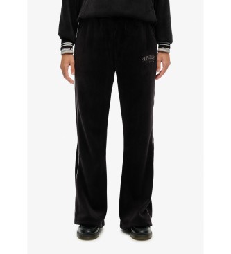 Superdry Country Club Velour Straight Trousers sort