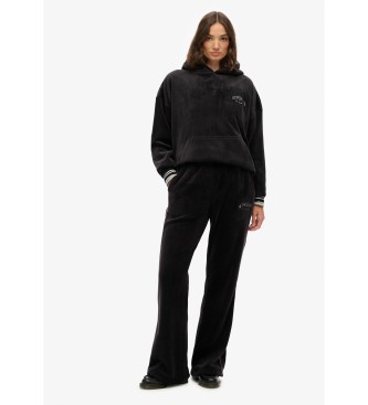 Superdry Country Club Velour Straight Trousers sort