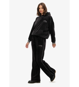 Superdry Country Club Velour Straight Trousers sort