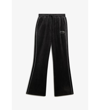 Superdry Country Club Velour Straight Trousers sort