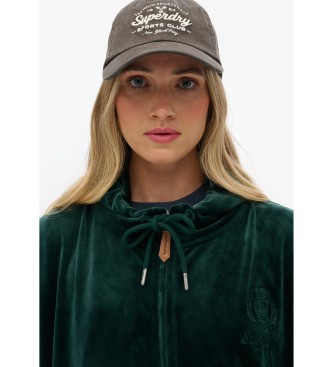 Superdry Country Club Velour Ziphood zielony