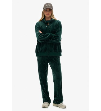 Superdry Country Club Velour Ziphood zielony