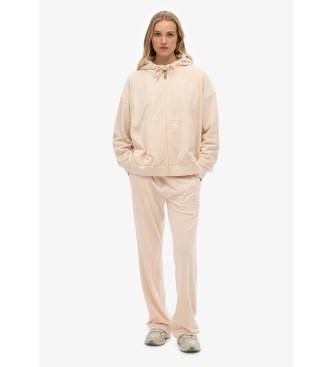 Superdry Bluza Country Club Velour Ziphood różowa