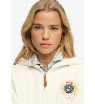 Superdry Sweat � capuchon zipp� Country Club blanc cass�