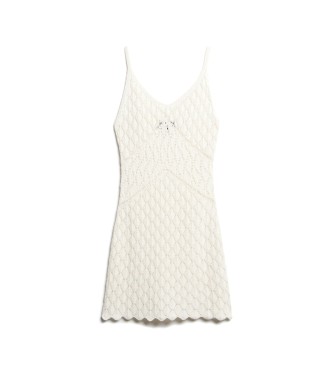 Superdry Kurzes Häkelkleid mit Trägern in Gebrochenem Weiß