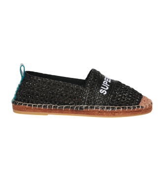 Superdry Black raffia espadrilles with inlays