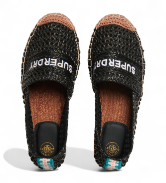 Superdry Black raffia espadrilles with inlays