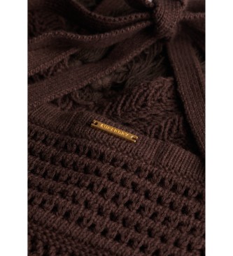 Superdry Vestido midi de croch castanho com borlas