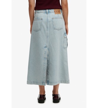 Superdry Blå Denim Cargo Maxi-nederdel