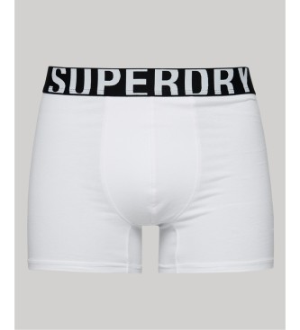 Superdry Twee biokatoenen boxerslips met dubbel logo in zwart, wit en wit
