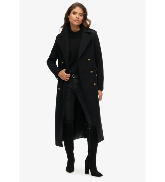 Superdry Czarny płaszcz na piersi