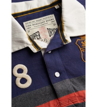 Superdry Double Emblem Rugby navy polo shirt