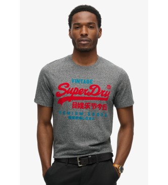 Superdry T-shirt met logo Duo Vintage grijs