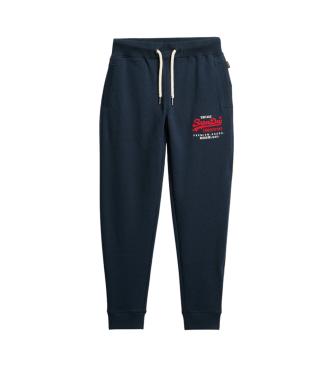 Superdry Pantaloni jogger con logo vintage blu scuro