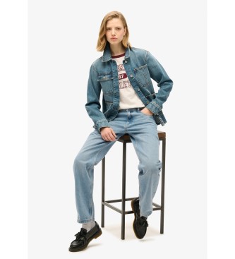 Superdry Denim jack met borduursel Chore blauw