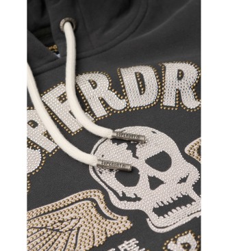 Superdry Graphic hooded sweatshirt with Poster trims  dark grey