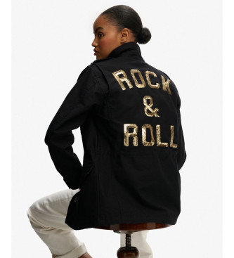 Superdry Casaco de campo embelezado preto