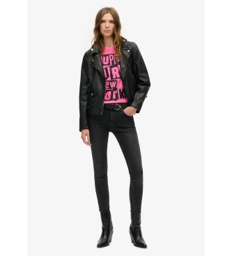 Superdry T-shirt med pink punk-dekorationer