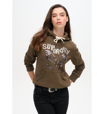 Superdry Grafisk sweatshirt med htte og punkgrnne kanter 