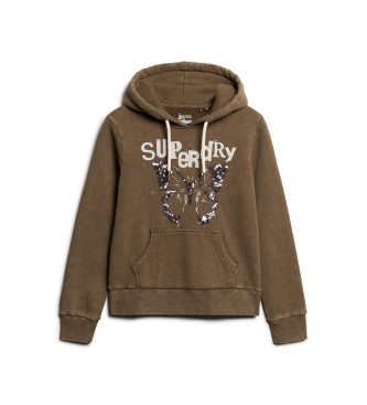 Superdry Graphic hooded sweatshirt with Punk green trims 