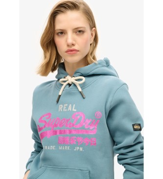 Superdry Grafisch sweatshirt met biesjes en logo Vintage blauw