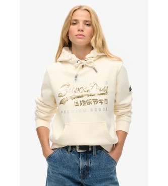 Superdry Sweatshirt com capuz grfica com logtipo Vintage branco e acabamentos